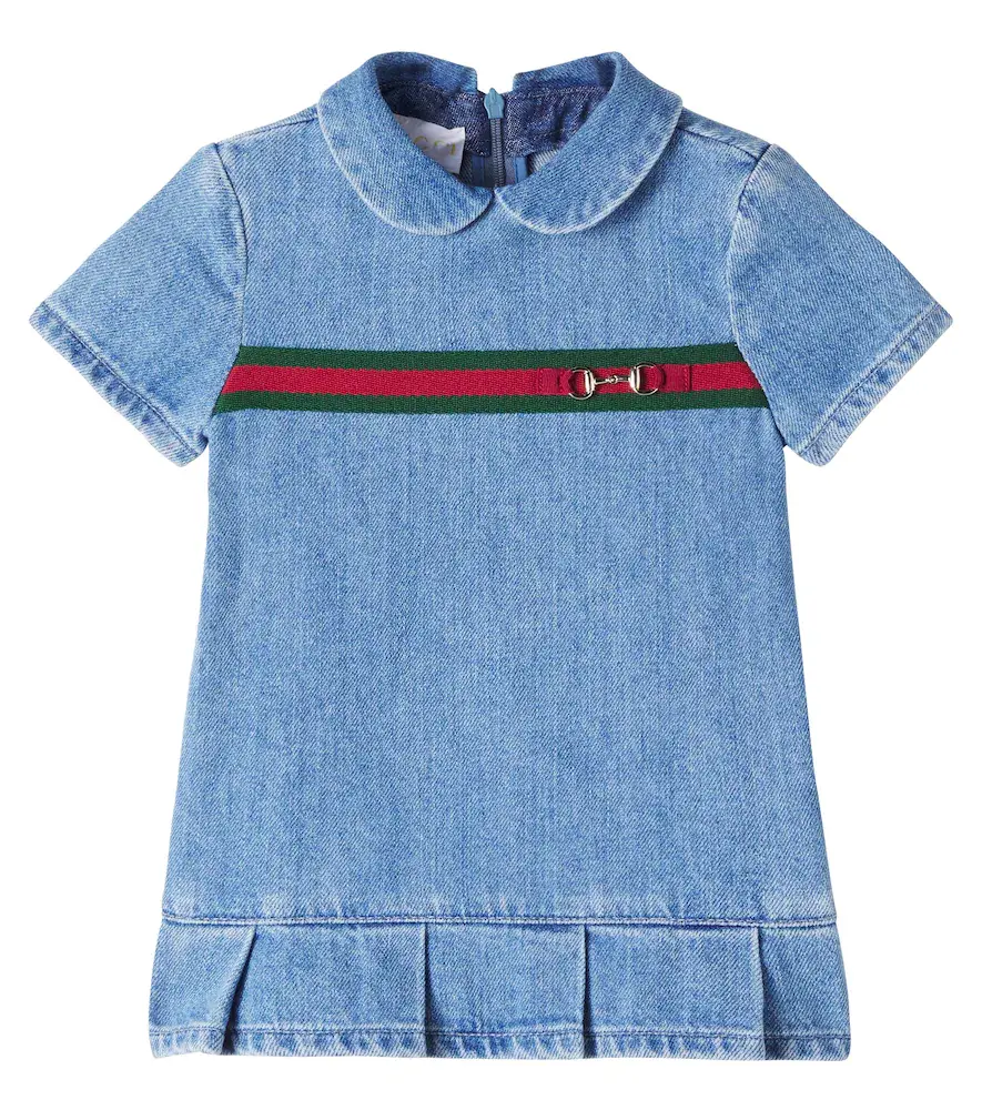 Baby Horsebit Web Stripe denim dress Baby Horsebit Web Stripe denim dress
