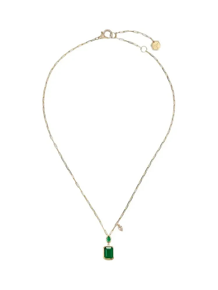 18kt gold pendant necklace with emeralds and diamond
