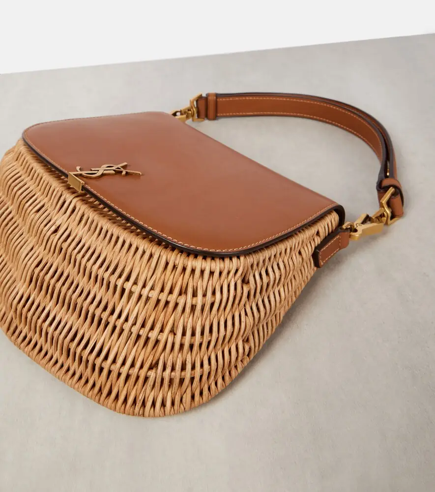 Saint Laurent Voltaire leather and wicker tote bag | Thumbnail 2