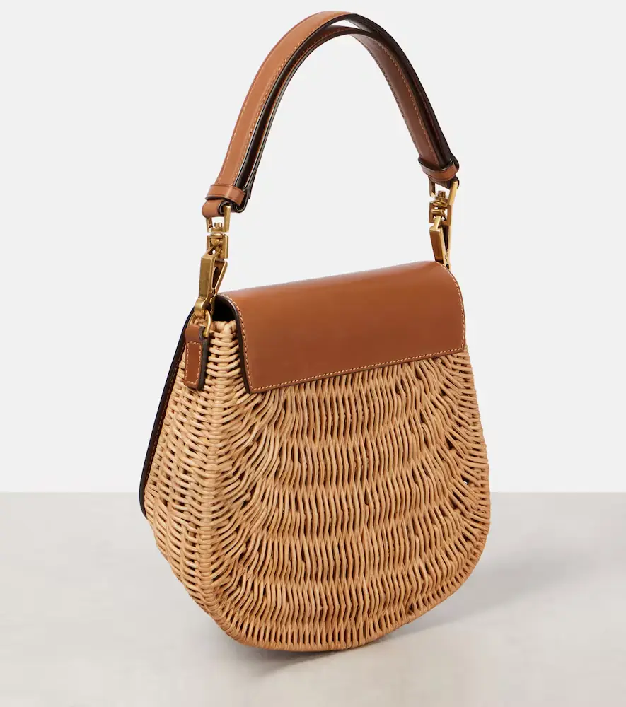 Saint Laurent Voltaire leather and wicker tote bag | Thumbnail 3