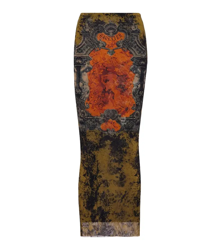 Jean Paul Gaultier Médaillon printed mesh midi skirt | Image 1 Jean Paul Gaultier Médaillon printed mesh midi skirt | Image 1