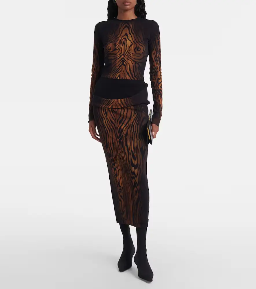 Jean Paul Gaultier Wood trompe l'ail tulle midi skirt | Thumbnail 2 Jean Paul Gaultier Wood trompe l'ail tulle midi skirt | Thumbnail 2