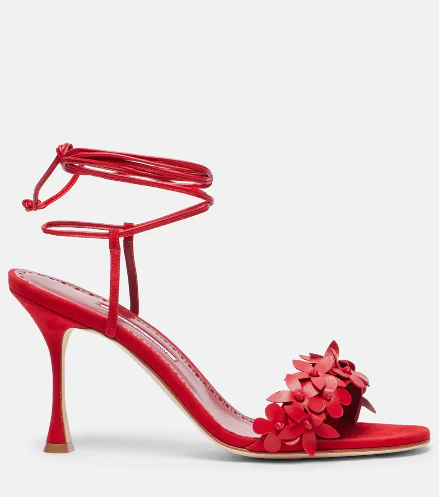 Manolo Blahnik Anista floral-appliqué leather sandals | Thumbnail 2