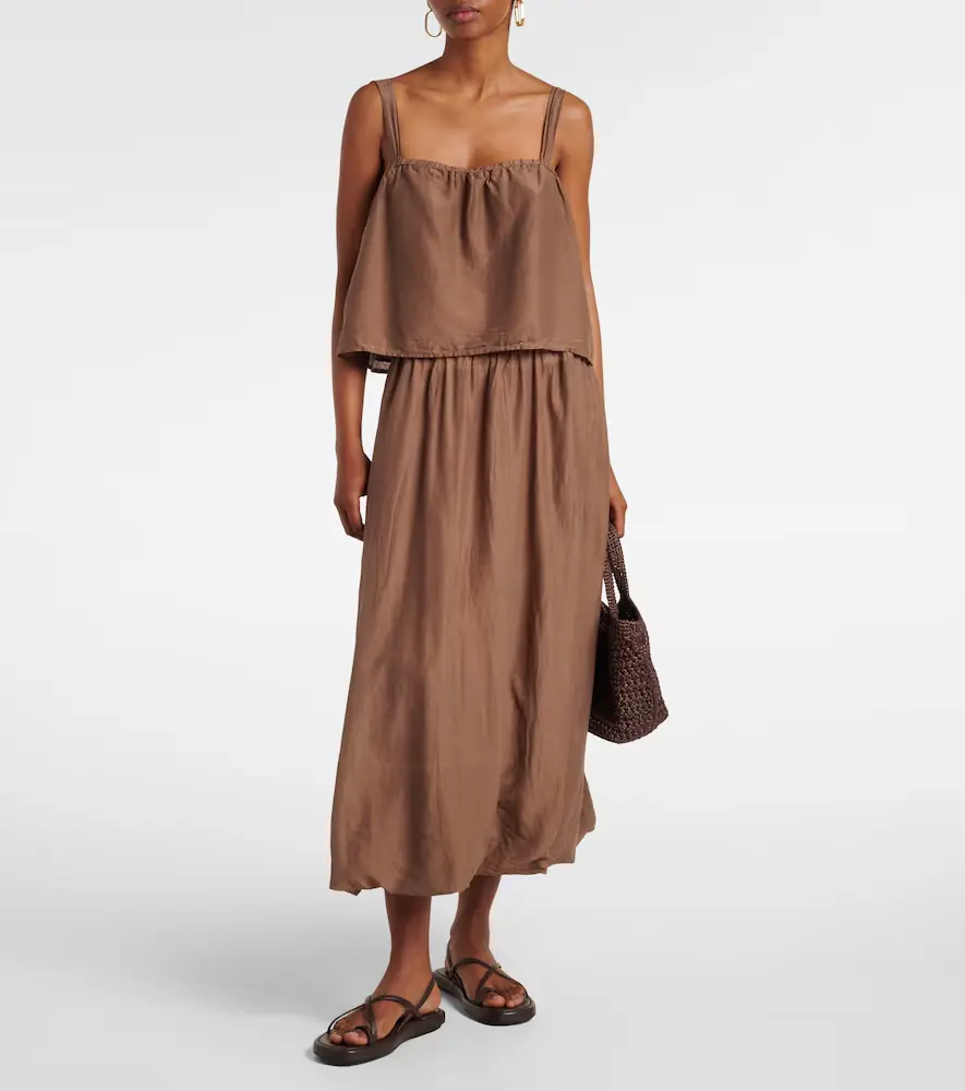 Velvet Ines cotton and silk voile maxi skirt | Thumbnail 5