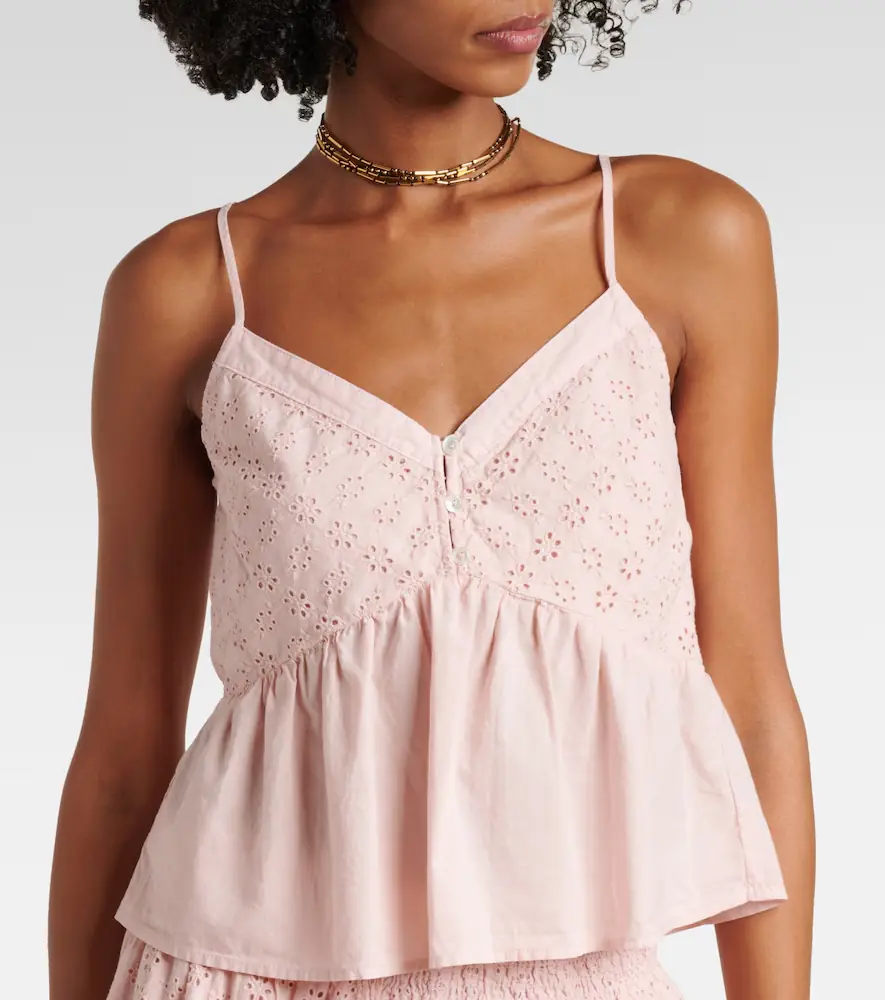 Velvet Aliah embroidered cotton poplin top | Thumbnail 3