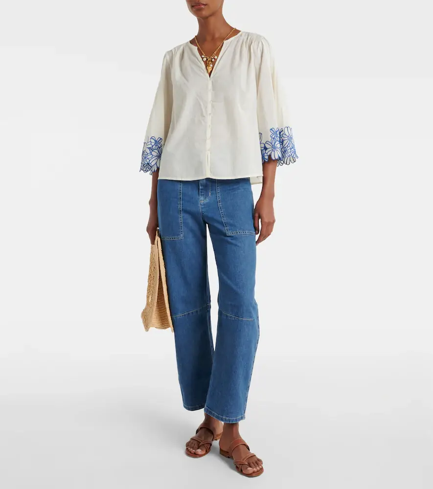 Velvet Blake embroidered cotton blouse | Thumbnail 2