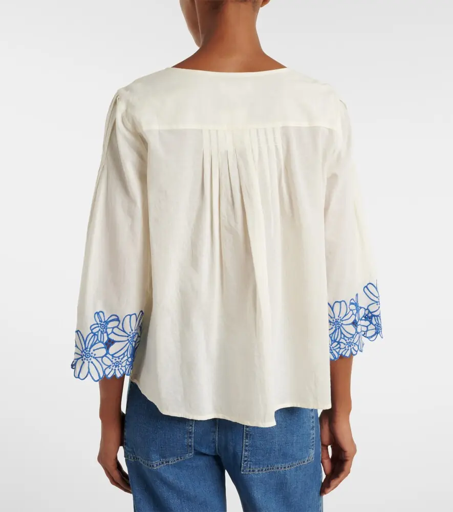 Velvet Blake embroidered cotton blouse | Thumbnail 6