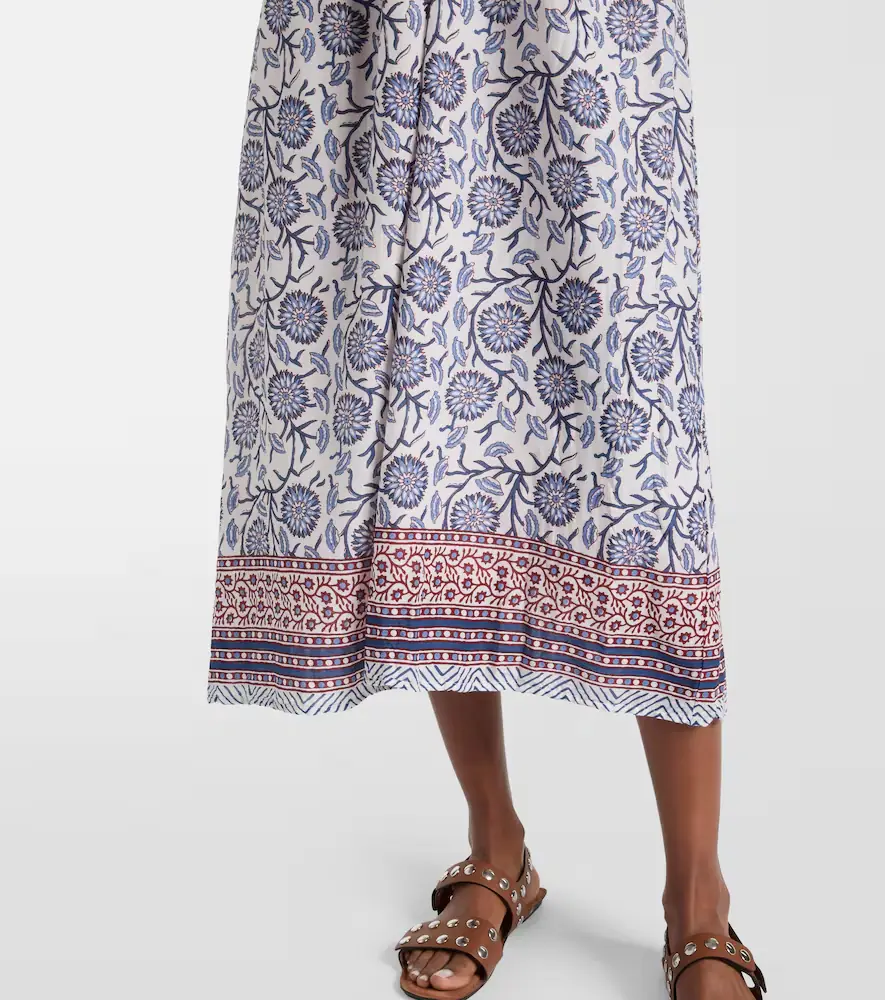 Velvet Floral ruched cotton midi dress | Thumbnail 2