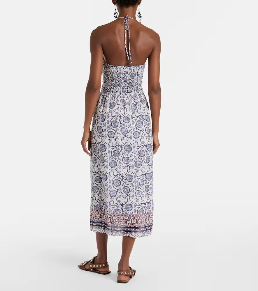 Velvet Floral ruched cotton midi dress | Thumbnail 3