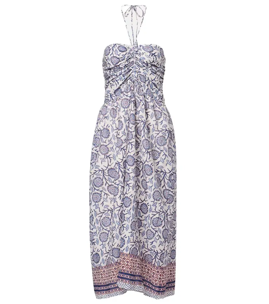 Velvet Floral ruched cotton midi dress | Image 1 Velvet Floral ruched cotton midi dress | Image 1