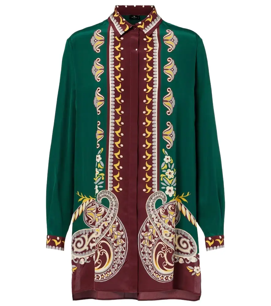Etro Printed oversized silk shirt