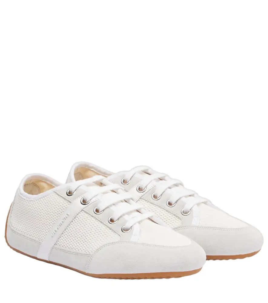 Slim suede-trimmed sneakers Slim suede-trimmed sneakers