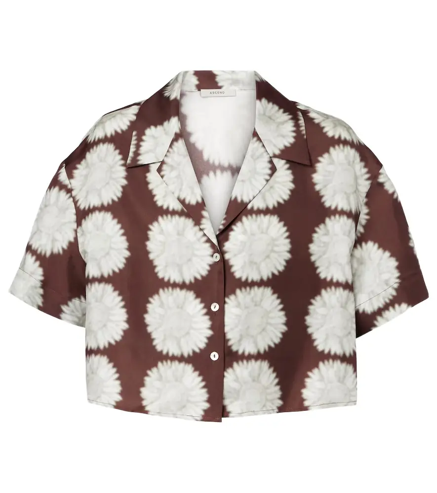 ASCENO Lincoln floral silk twill cropped shirt | Image 1 ASCENO Lincoln floral silk twill cropped shirt | Image 1