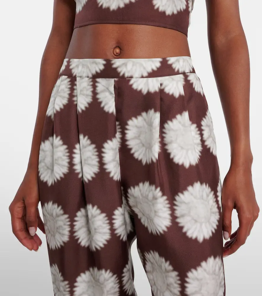 ASCENO Isola floral silk twill wide-leg pants | Thumbnail 3