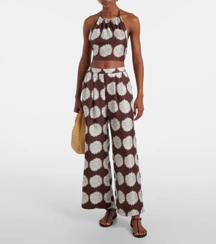ASCENO Isola floral silk twill wide-leg pants | Thumbnail 4