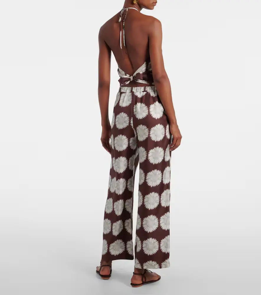 ASCENO Isola floral silk twill wide-leg pants | Thumbnail 5
