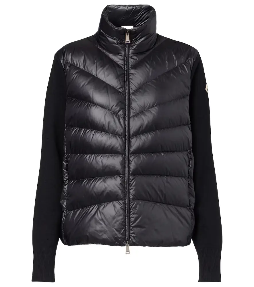 Moncler Down-paneled virgin wool cardigan | Image 1 Moncler Down-paneled virgin wool cardigan | Image 1