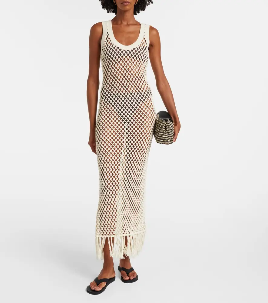 SIR. Ilaria fringed open-knit cotton maxi dress | Thumbnail 4 SIR. Ilaria fringed open-knit cotton maxi dress | Thumbnail 4