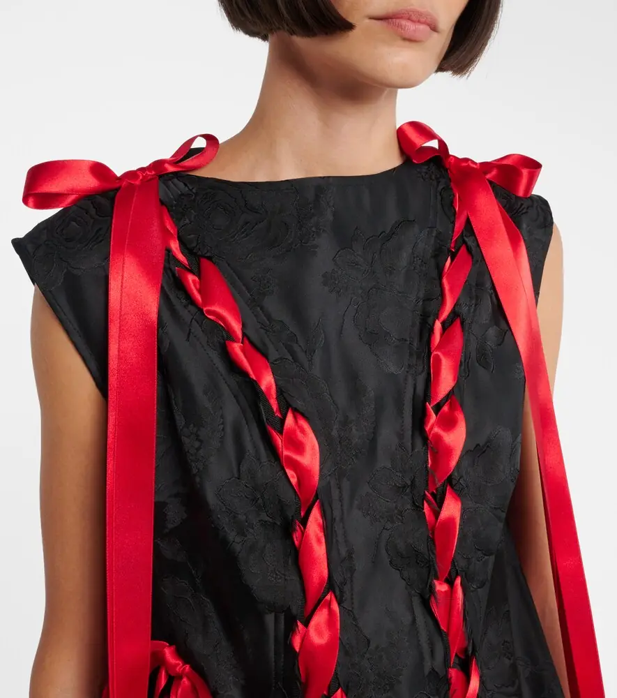 Simone Rocha Satin-trimmed brocade midi dress | Thumbnail 2