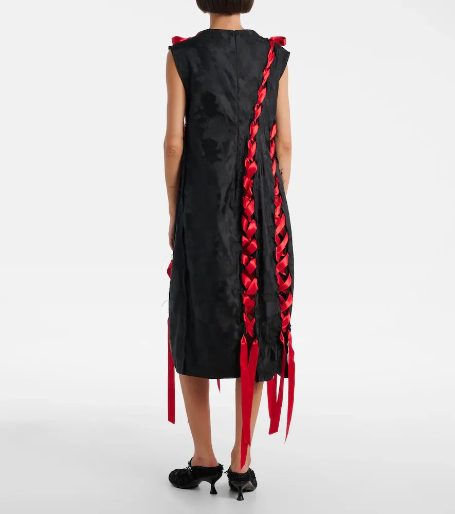 Simone Rocha Satin-trimmed brocade midi dress | Thumbnail 3