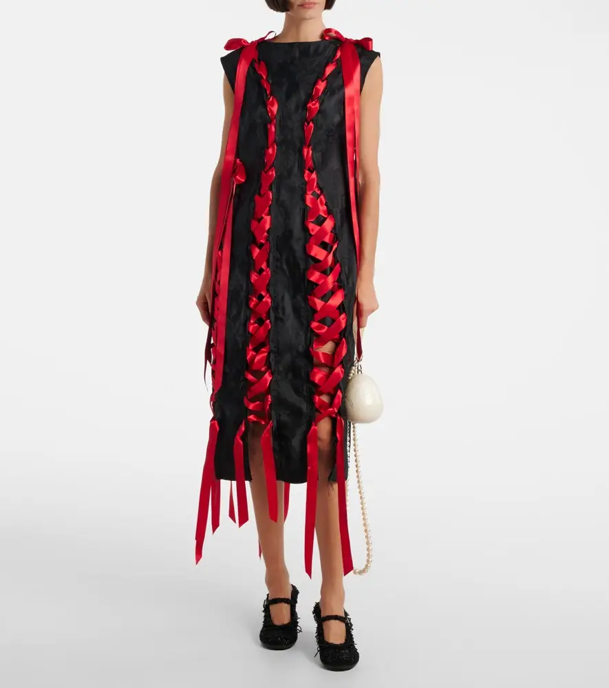 Simone Rocha Satin-trimmed brocade midi dress | Thumbnail 5