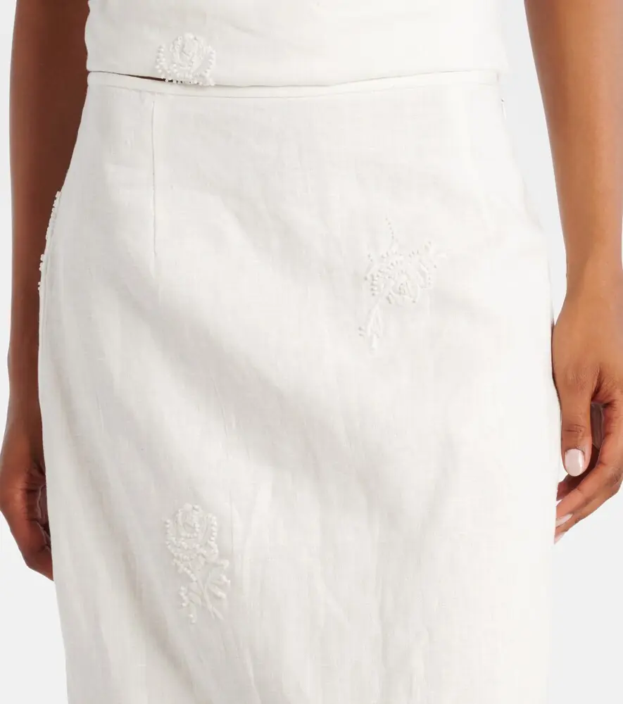 SIR. Alessandra embroidered linen midi skirt | Thumbnail 4 SIR. Alessandra embroidered linen midi skirt | Thumbnail 4