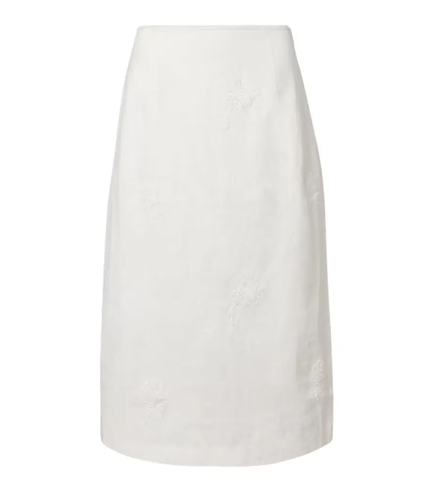 SIR Alessandra embroidered linen midi skirt | Image 1 SIR Alessandra embroidered linen midi skirt | Image 1
