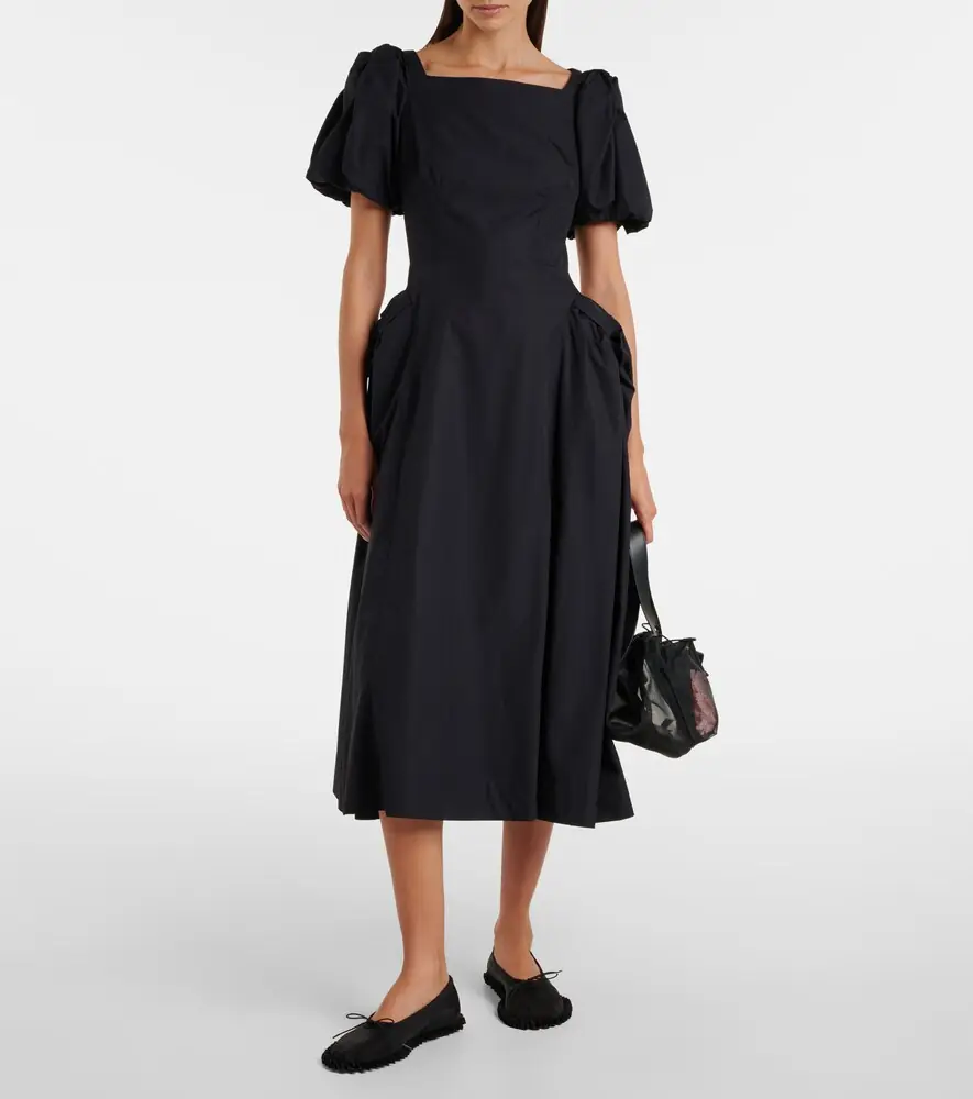 Simone Rocha Puff-sleeve cotton poplin midi dress | Thumbnail 4 Simone Rocha Puff-sleeve cotton poplin midi dress | Thumbnail 4