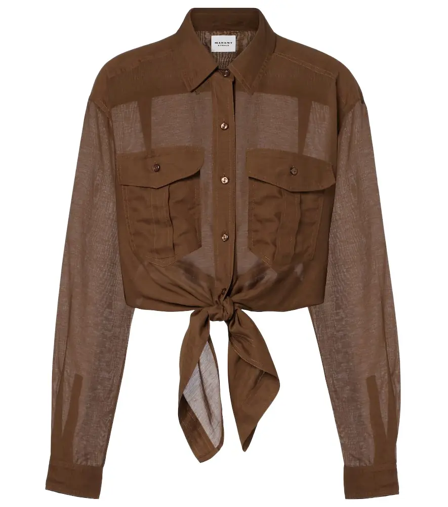 Marant Étoile Nath cropped cotton-blend shirt