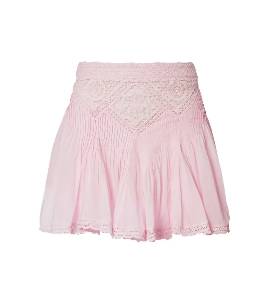 Marant Étoile Lace-trimmed cotton miniskirt