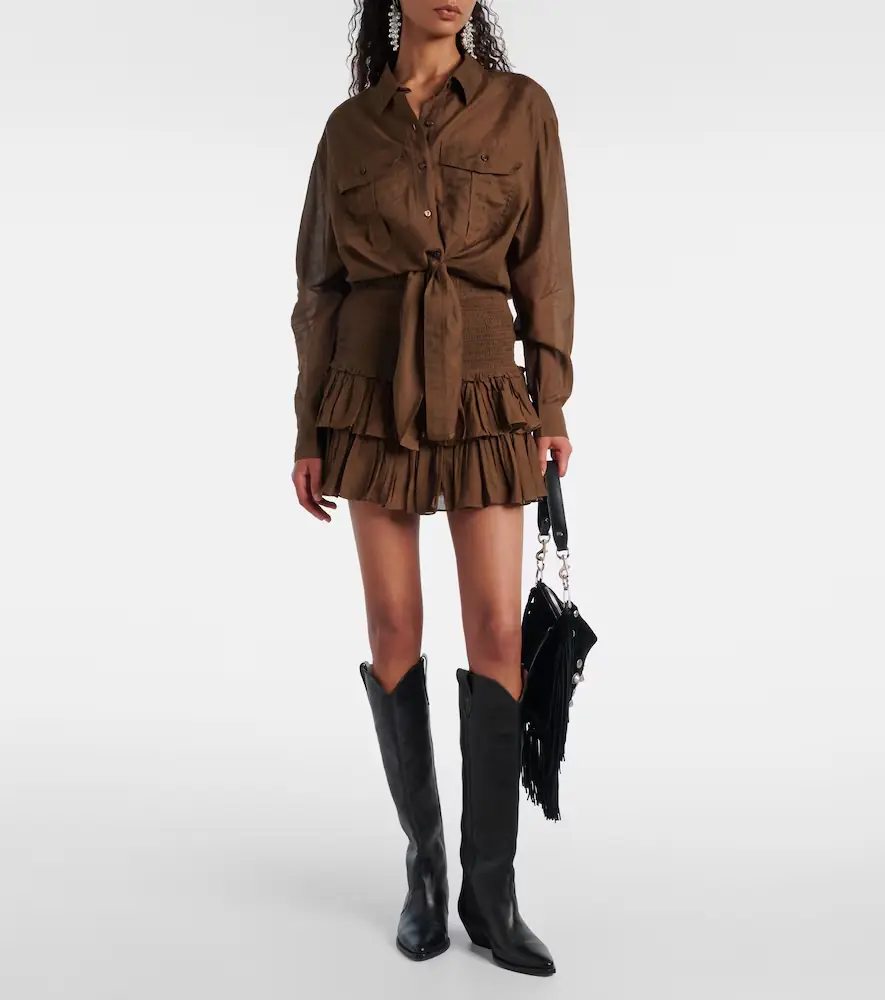 Marant Étoile Naomi smocked cotton-blend miniskirt | Thumbnail 4