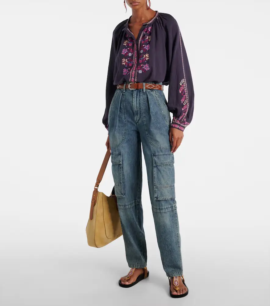 Marant Étoile Lynne embroidered cotton blouse | Thumbnail 2