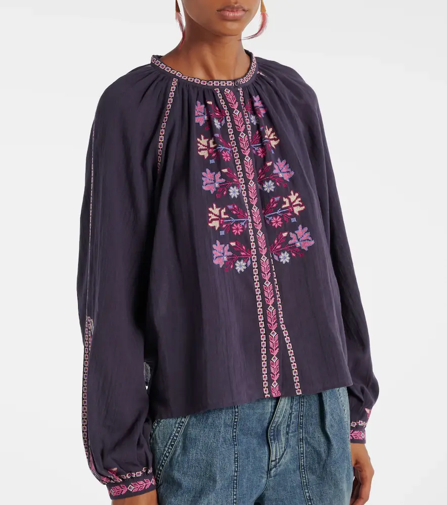 Marant Étoile Lynne embroidered cotton blouse | Thumbnail 3