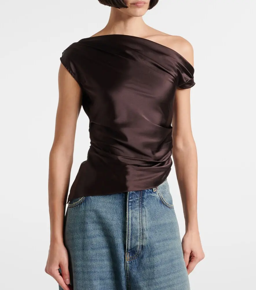 Staud Phare one-shoulder silk-blend satin top | Thumbnail 3