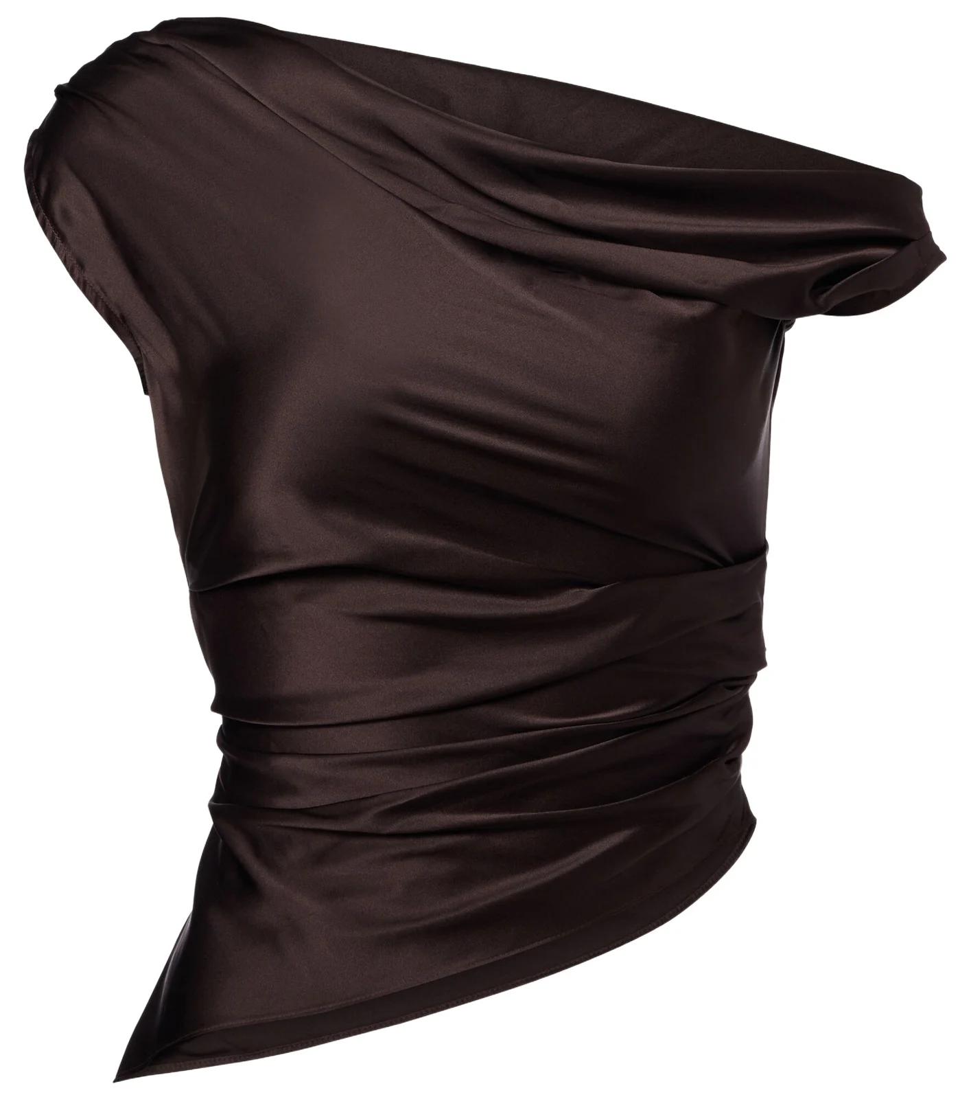 Staud Phare one-shoulder silk-blend satin top