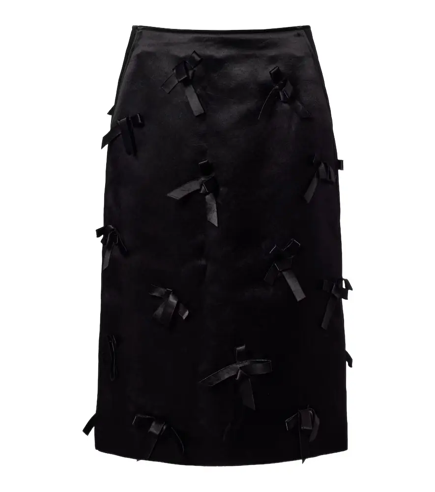 Jil Sander Bow-detail satin midi skirt