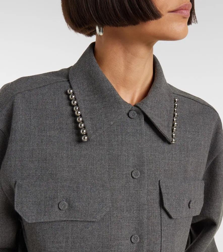 Jil Sander Beaded wool canvas shirt | Thumbnail 4