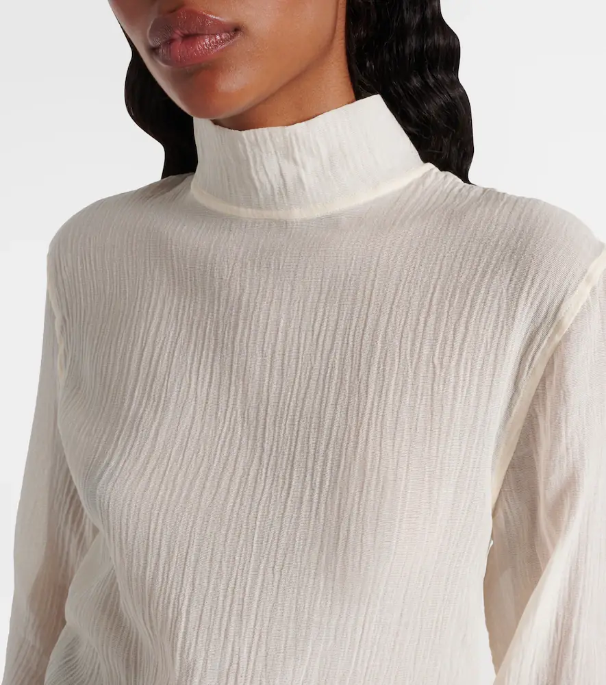 TOTEME Sheer cotton and silk top | Thumbnail 3