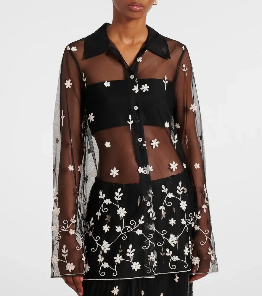 TOTEME Embroidered semi-sheer shirt | Thumbnail 3