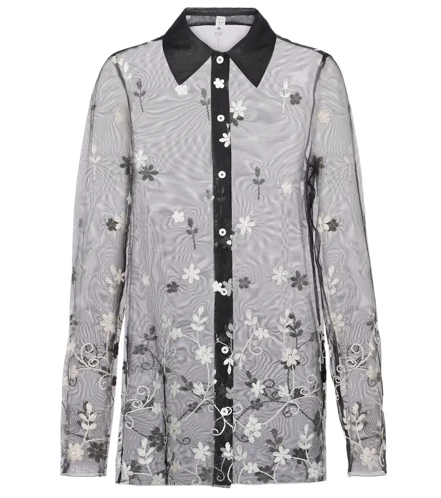 TOTEME Embroidered semi-sheer shirt