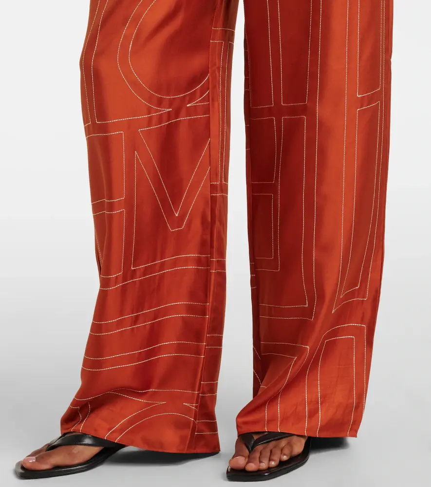 TOTEME Monogram silk twill pajama pants | Thumbnail 4 TOTEME Monogram silk twill pajama pants | Thumbnail 4