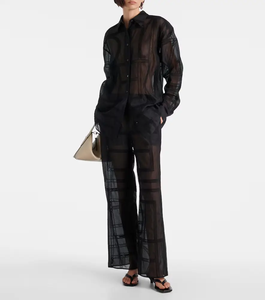 TOTEME Cotton and silk voile wide-leg pants | Thumbnail 5 TOTEME Cotton and silk voile wide-leg pants | Thumbnail 5