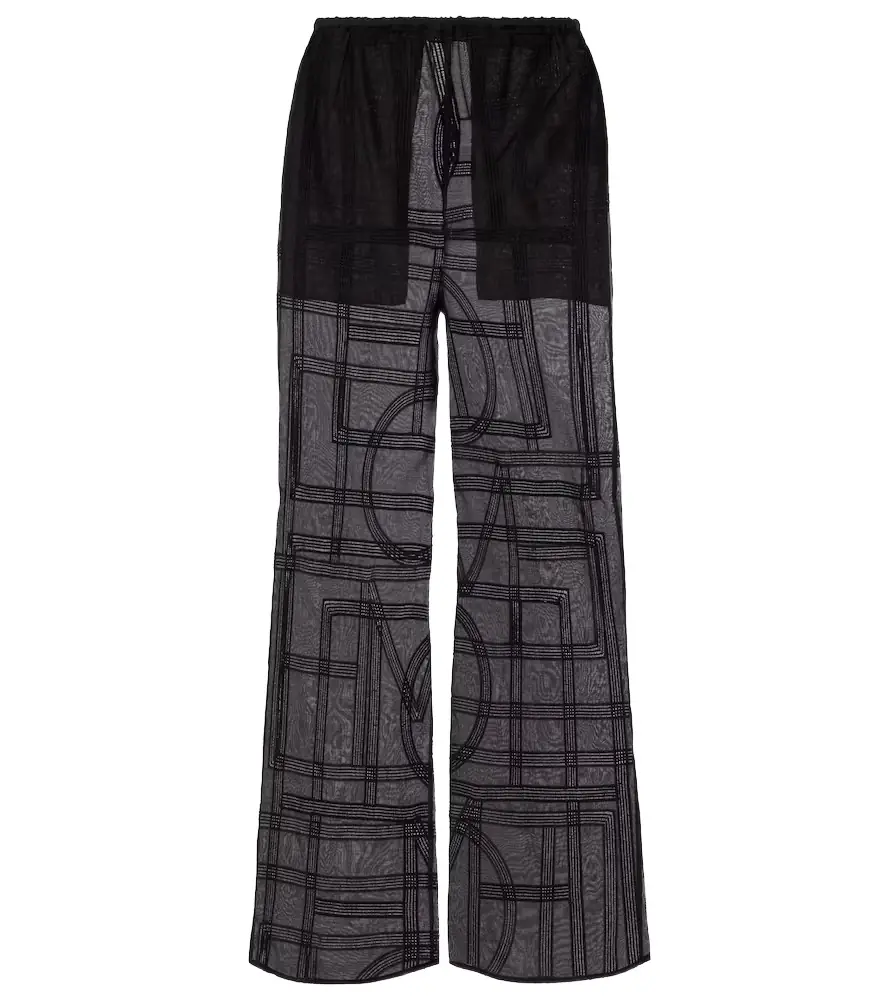 TOTEME Cotton and silk voile wide-leg pants