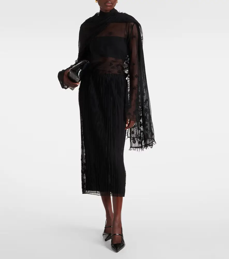 TOTEME Embroidered plissé tulle midi skirt | Thumbnail 2 TOTEME Embroidered plissé tulle midi skirt | Thumbnail 2