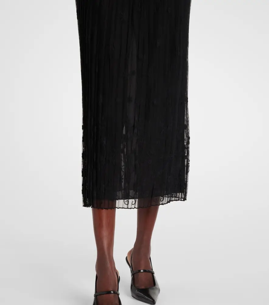 TOTEME Embroidered plissé tulle midi skirt | Thumbnail 4 TOTEME Embroidered plissé tulle midi skirt | Thumbnail 4