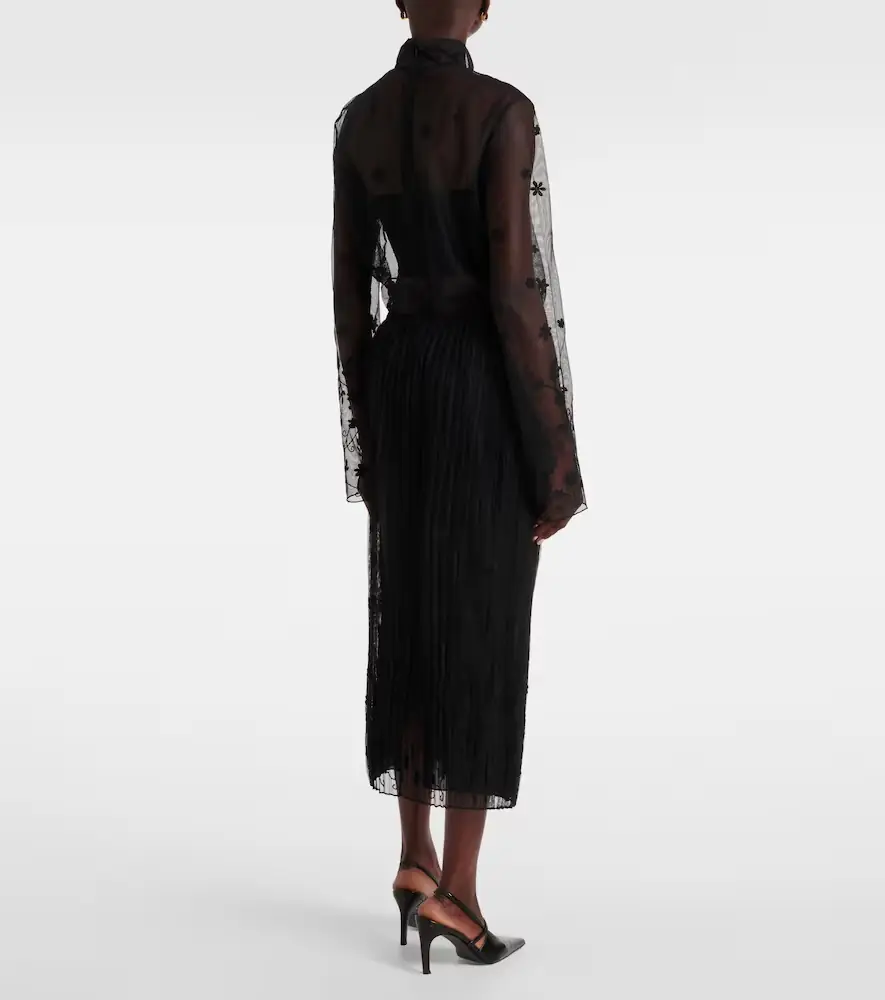 TOTEME Embroidered plissé tulle midi skirt | Thumbnail 5 TOTEME Embroidered plissé tulle midi skirt | Thumbnail 5