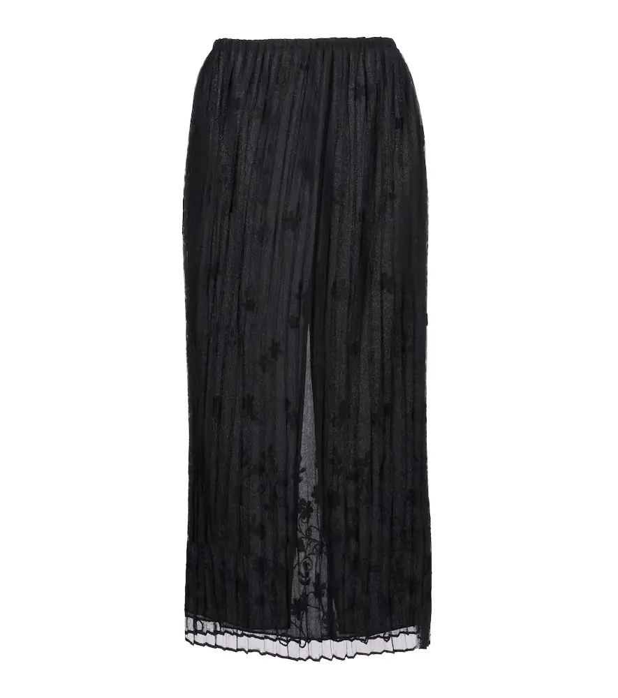 TOTEME Embroidered plissé tulle midi skirt