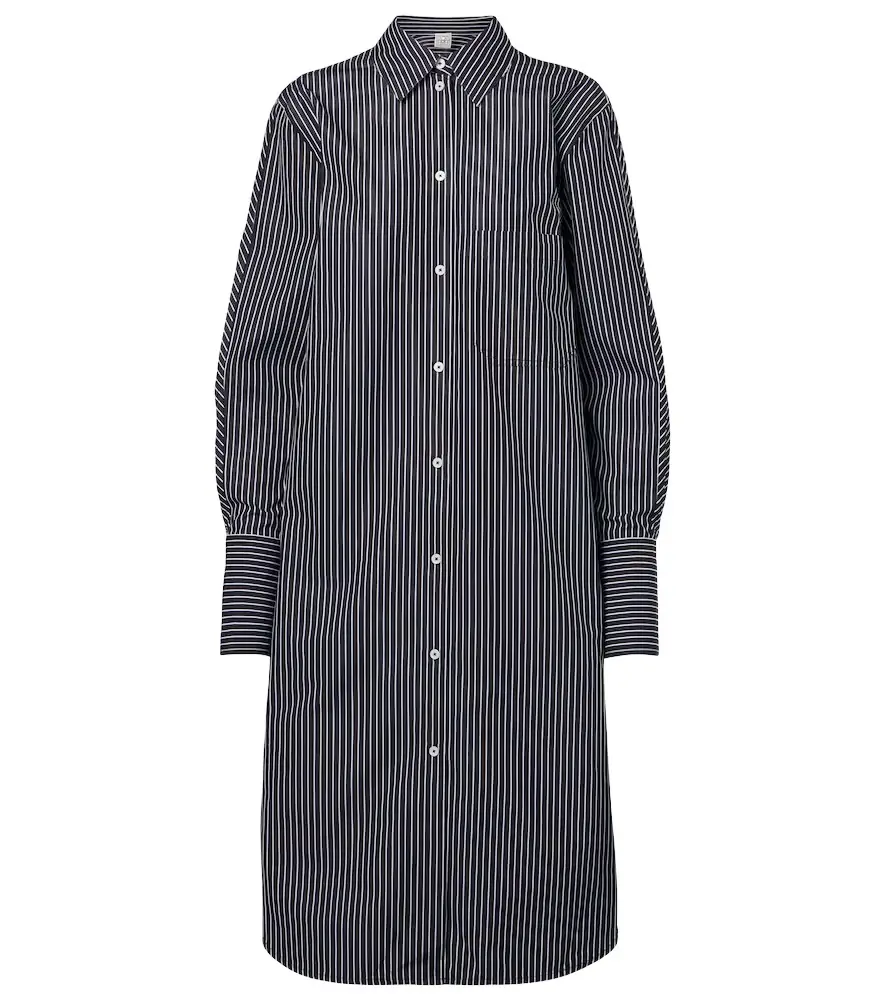 TOTEME Striped cotton poplin shirt dress