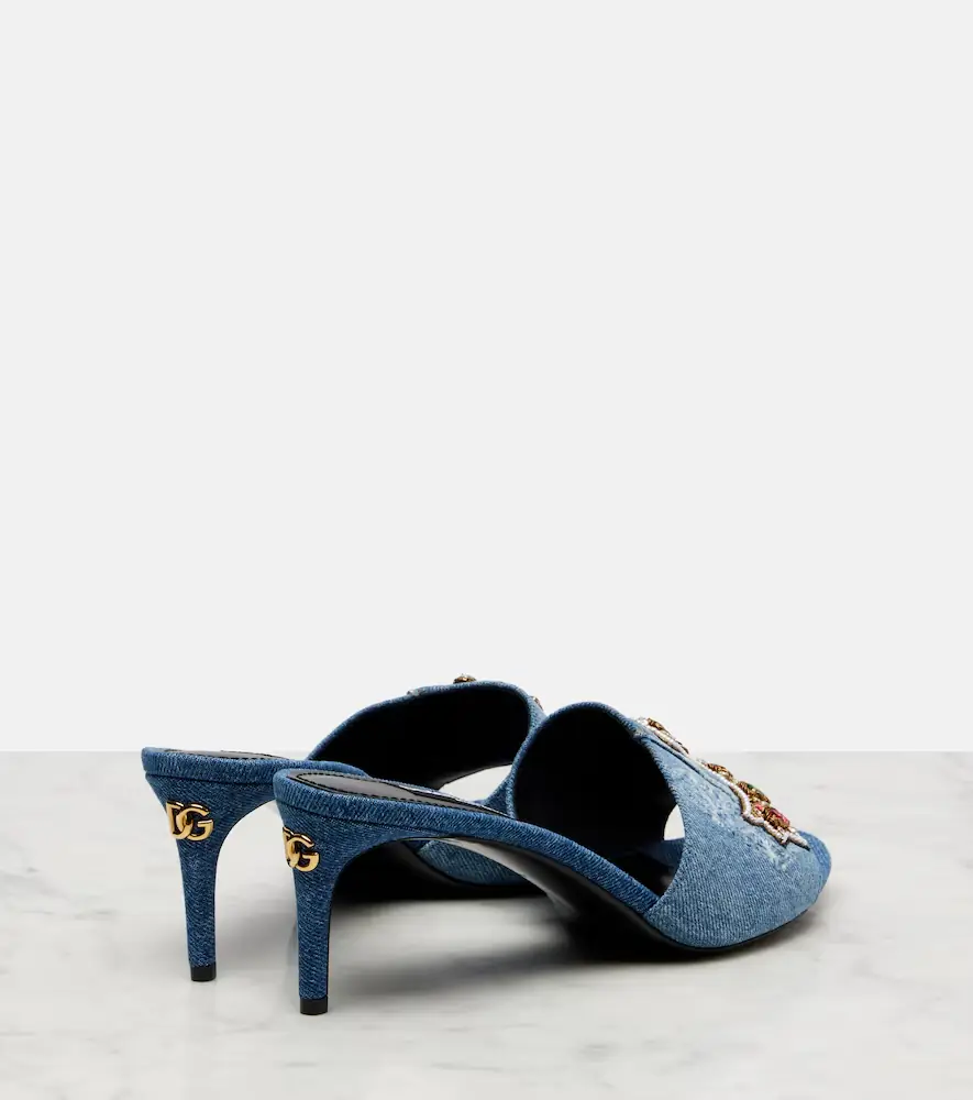 Dolce & Gabbana Crystal-embellished denim mules | Thumbnail 2