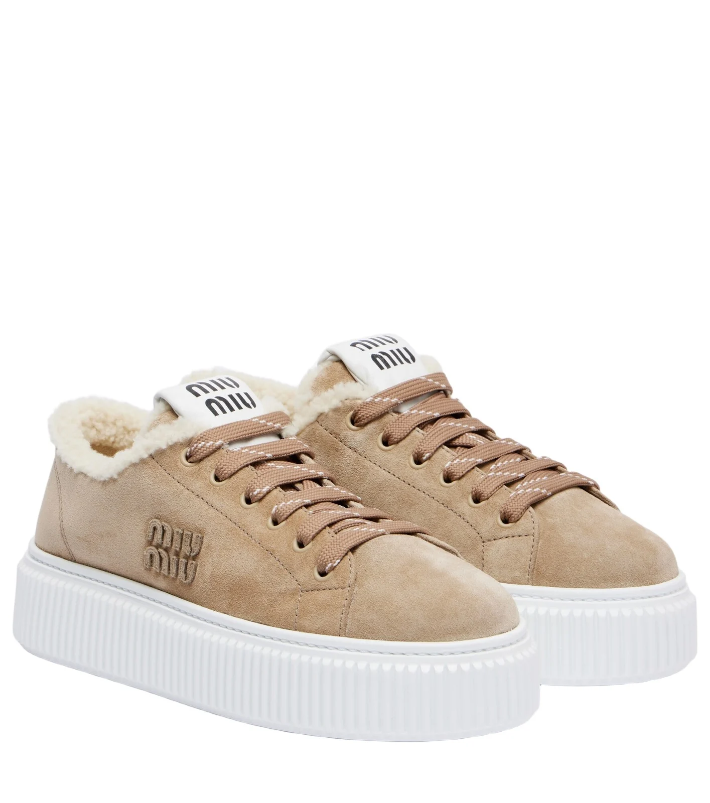Shearling-lined suede platform sneakers Shearling-lined suede platform sneakers